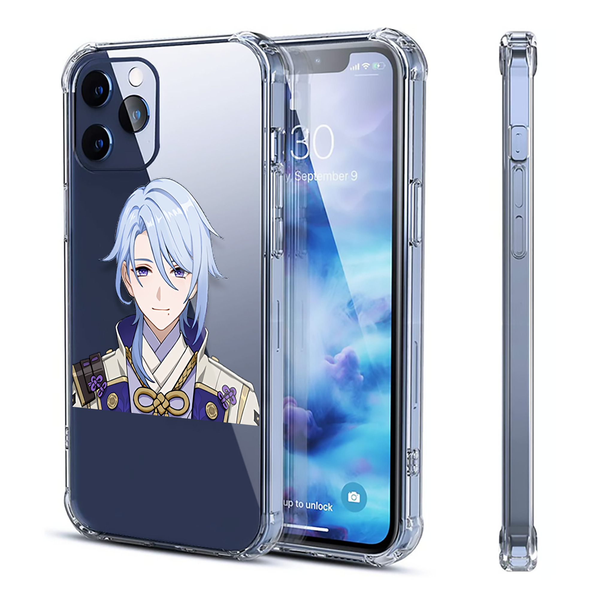 げんし神 神里綾人 かみさとあやと genshin Kamisato Ayato 【iPhone 12シリーズ対応】透明スマホケース（クリアソフトケース）